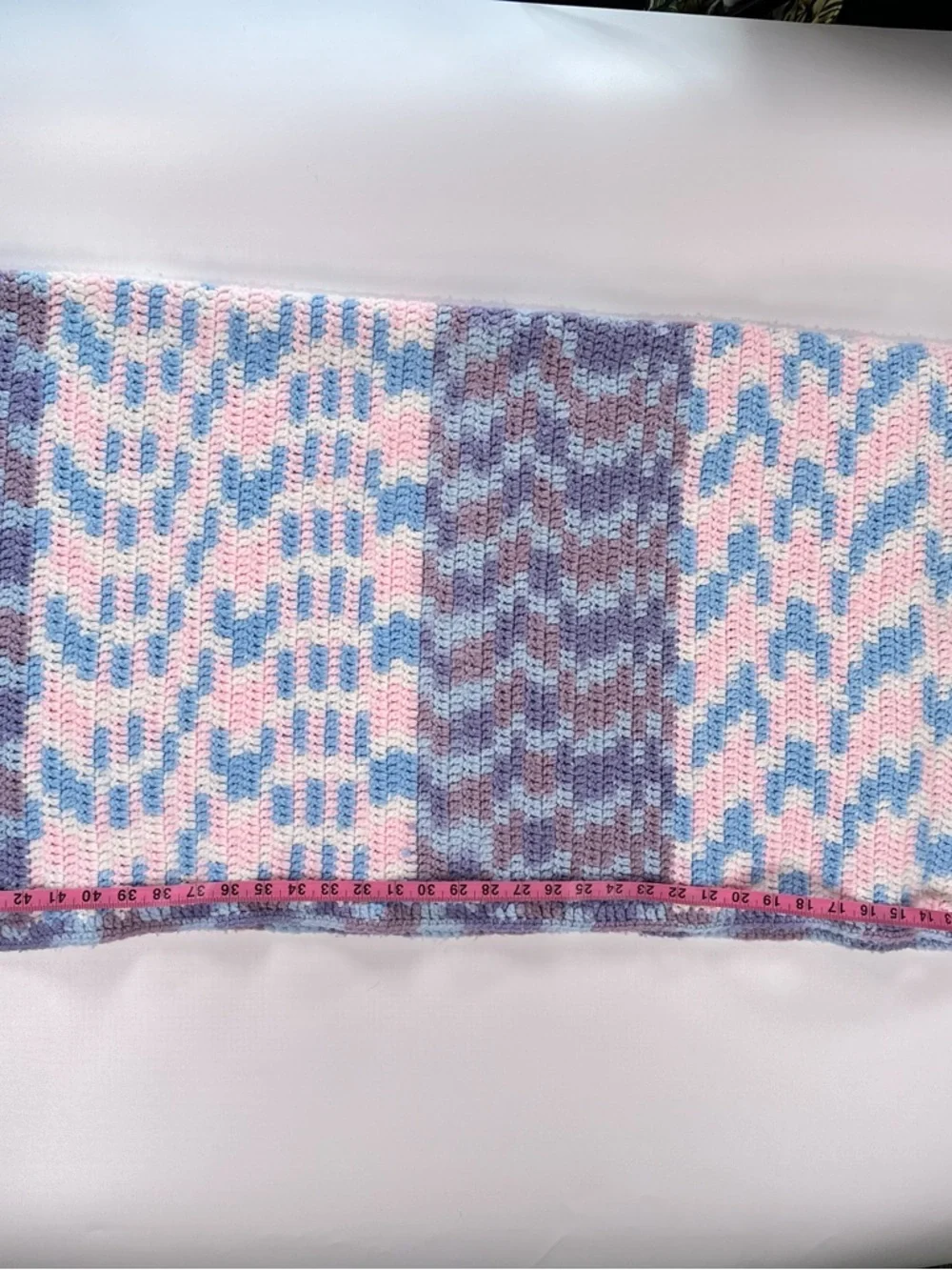 Handmade Baby Crochet Blanket Reversible Pastel Nursery Throw 40x52